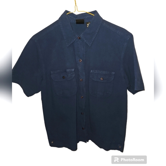 VTG ERIKA Dark Blue sz M Button Down Shirt - Picture 1 of 2
